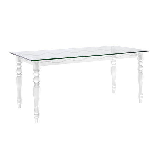 Contemporary Square Dining Table gourd leg and ripple tempered glass